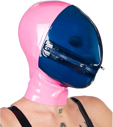 Miniatura 2 de Yilen Máscara de látex con capucha de goma navideña con cremallera para cubrir la cara, máscara de látex para fiestas