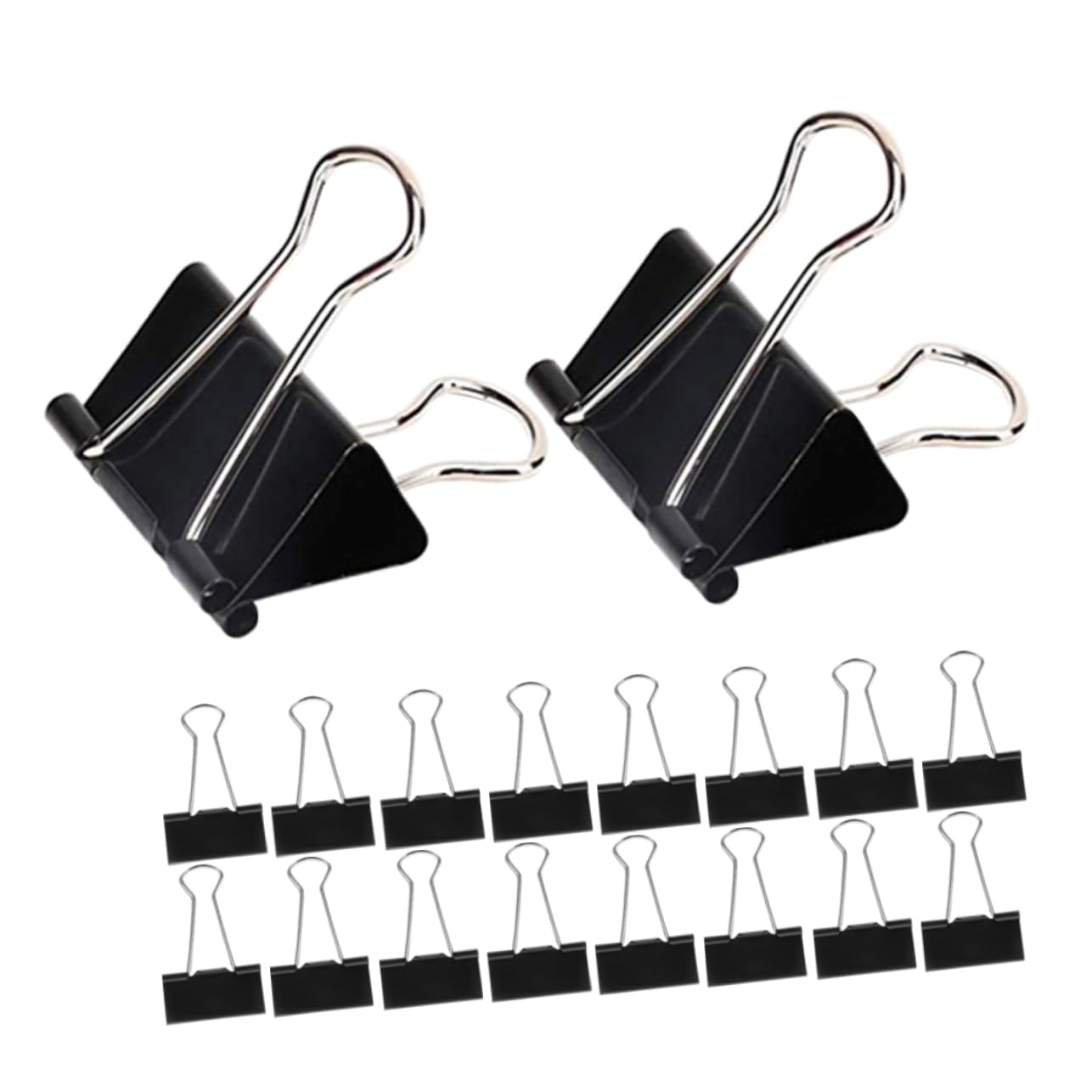 60 Stück Große Binderclips in Schwarz aus Metall für Büro | Hochleistungs Ausführung, Vielseitig für Papiere und Lebensmittelbeutel, Geeignet für Besprechungen und Lernunterlagen