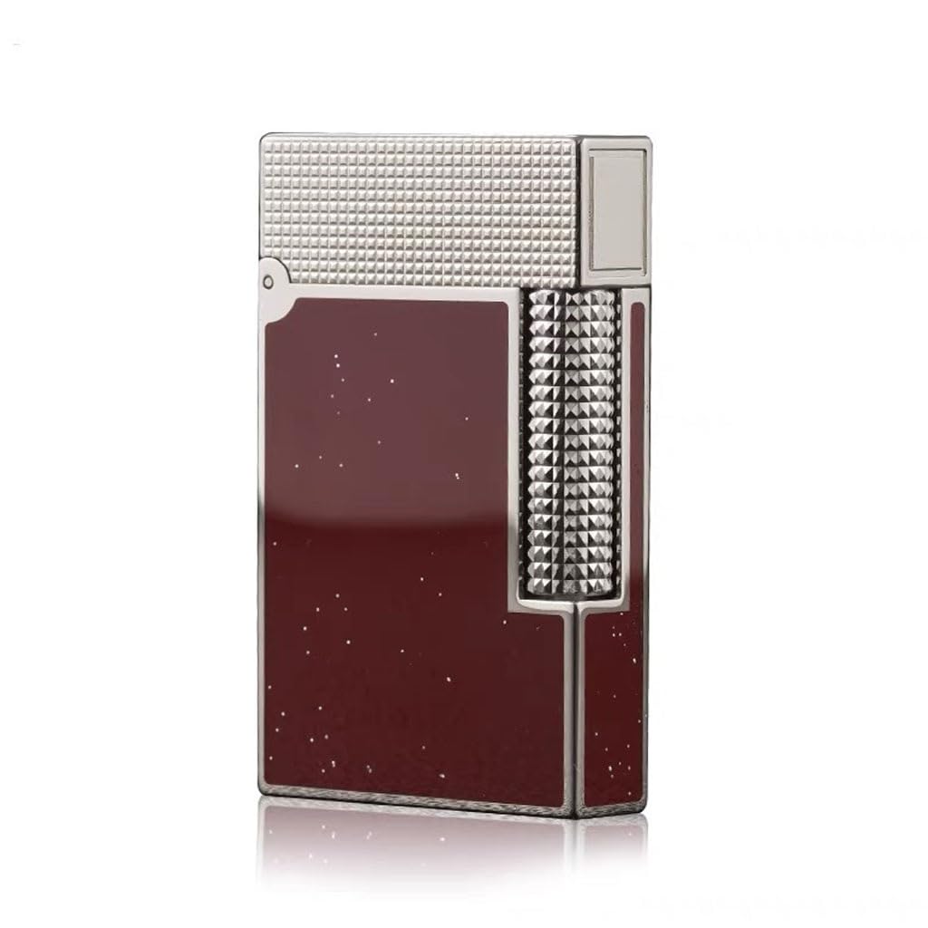 High-end Flip Lighter Brass Painted Finish Side-Sliding Wheel Ignition Butane Soft Flame for Mens Business Gift Red