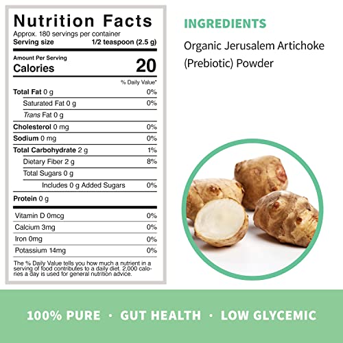 Sprout Living Organic Inulin Prebiotic Powder, Soluble Fiber, Digestive Gut Health, 1 Lb #TOP2