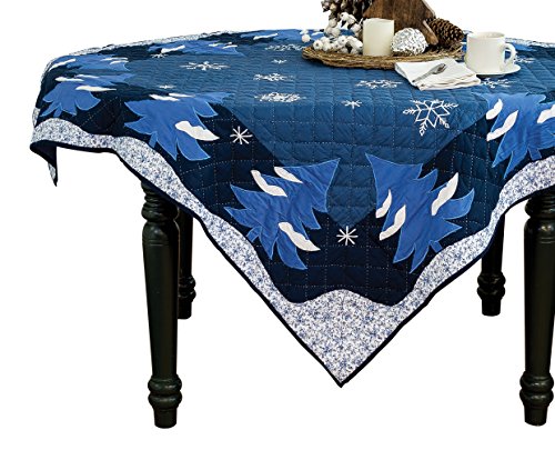 C&F Home Snowflakes Quilted Accent Accent Cotton Table Topper, 54 x 54 in. 54 x 54 Blue