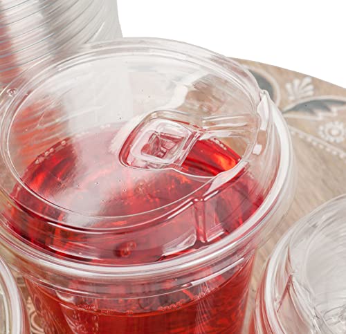 Image of Golden Apple Cup series, 16oz Clear Plastic cups with Sip lids (Strawless) 50sets(50cups+50lids)