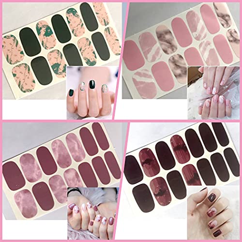Wokoto 20 Sheets Full Nail Marble Nail Stickers Nail Polish Strips For Women Press On Nail Polish Stickers Set With Nail File Gradient Real Nail Polish Strips Nail Wraps For Nails #TOP7