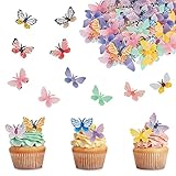🍰【Hochwertiges Material】 essbare schmetterlinge für torte aus Stärke. Unsere Schmetterlingsdekorationen sind speziell behandelt, um leicht, wunderschön und umweltfreundlich zu sein. Einfach auf trockene, saubere und glatte Oberflächen aufzutragen.