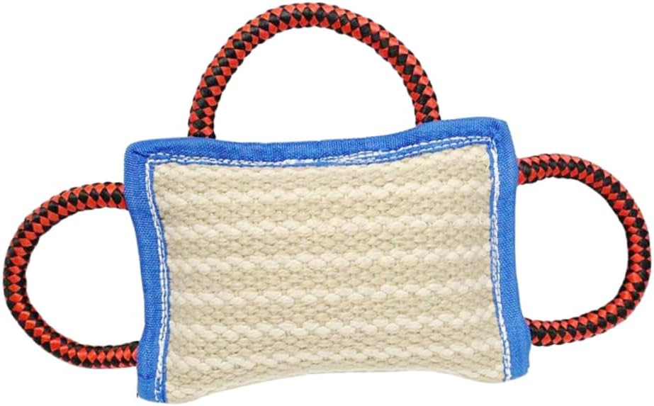Jute Dog Bite Pillow for Training Pet Chewing Toy Handles for Dogs Chewing and Tugging for Interactive Play and Behavior Training