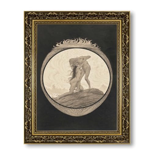 Vintage Framed Lovers Embrace Canvas Print Oil Paintings Reproduction World