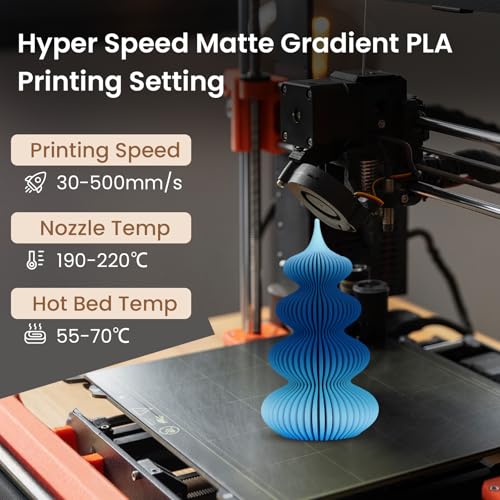 Image of ERYONE Matte Gradient Rainbow 3D Printer PLA Filament 1.75 + /- 0.03mm, HS Matte Multicolor High Speed Filament PLA 1KG(2.2LBS) Spool, Glacier(Blue White Lightblue)