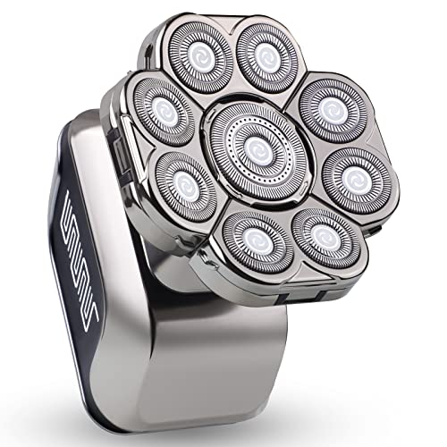 Telfun Electric Head & Body Hair Shaver, 9D Electric Bald Razor for Fast Shaving, Waterproof, USB-C & Wireless Charging Compatible with Travel Lock