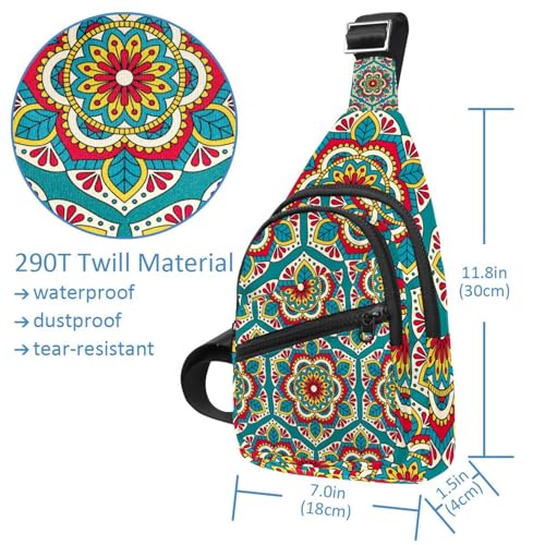 Mochila bandolera impermeable y compacta para hombre con estampado multicolor 5