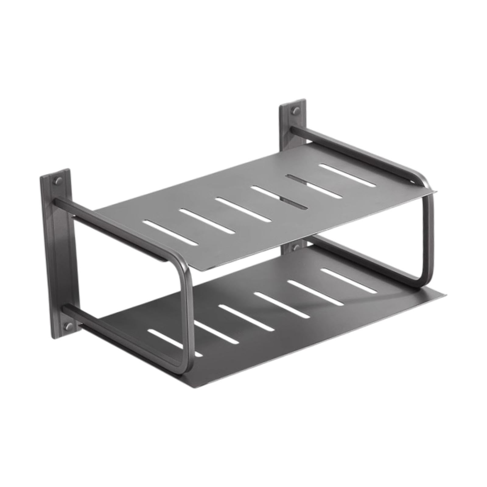 HEAVENGLOW 2 Layers Projector Shelf Wall Mounted Home Organizer for Socket Hotel Player Gray-picture-17