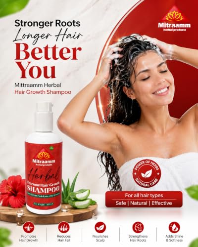 Image of Mitraamm Herbal Extreme Hair Growth Shampoo 300ml for Men & Women | Natural Hair Fall Control & Scalp Nourishing Sulphate & Parabean Free Shampoo | Ayurvedic Herbal Cleanser for Strong, Thick & Healthy Hair