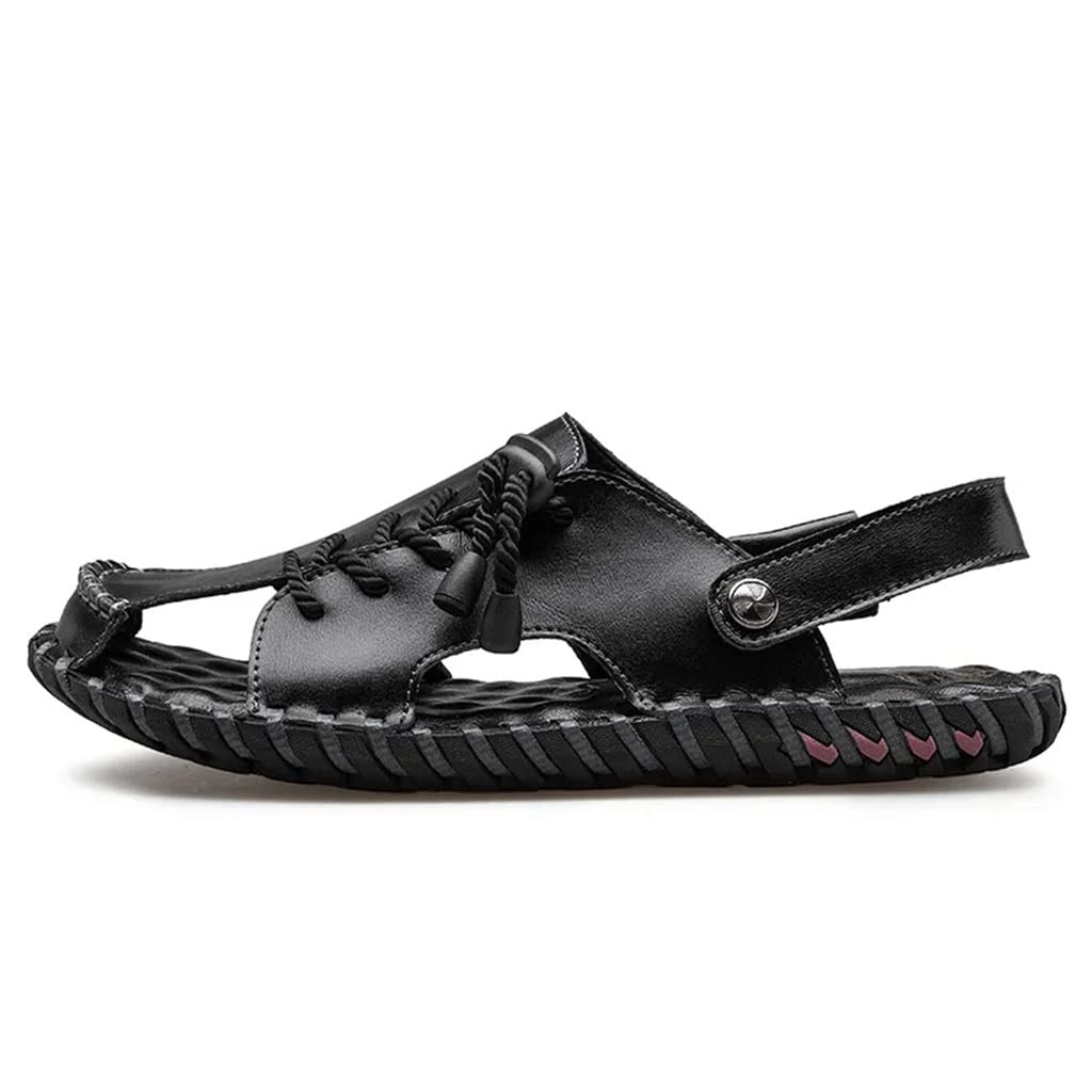 Sandali da Uomo Scarpe da Spiaggia Stile Vera Pelle Sandali Estivi da Uomo per Il Tempo Libero Scarpe Casual (Color : D, Size : 43) (D 45 EU)