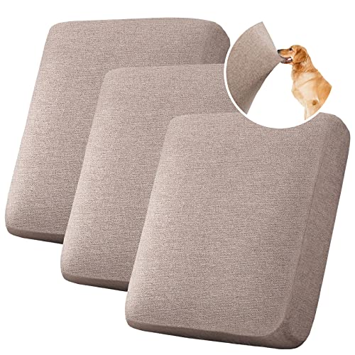 H.versailtex Water Resistant Woven Linen Look Couch Cushion Covers Sofa Cushion Covers For 3 Cushion Couch Individual Seat Cushion Covers Cushion Protector Slipcovers (3 Pack,Taupe) #TOP15