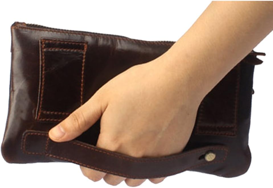 Hebetag Leather Waist Pack Fanny Bag for Men Women Outdoor Travel Sports Running Walking Hiking Hip Bum Belt Slim Cell Phone Purse Casual Waist Wallet Pouch, Coffee