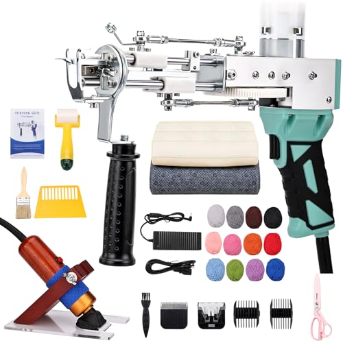 Image of Tufting Gun Kit 2 in 1 Non-Slip Grip Carpet Trimmer kit Digital Screen Controls Speed Rug Gun Kit Cut Pile /Loop Pile Rug Tufting Kit