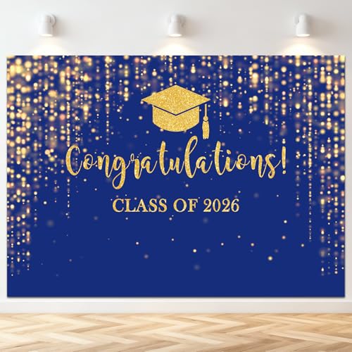 Mocsicka fondo de graduación 10x7ft azul oro brillo miniatura 1