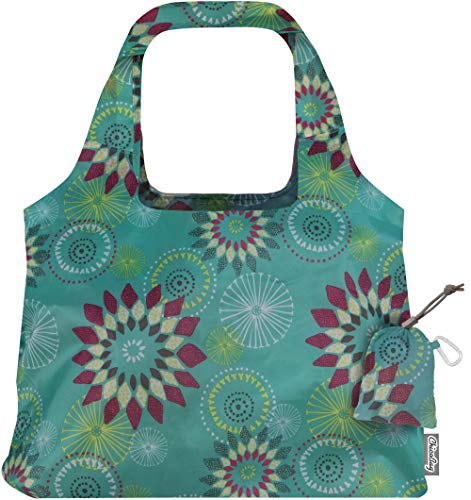 ChicoBag Vita Reusable Bag with Built-In Pouch and Carabiner Clip | Large-Capacity Shoulder Bag | Eco-Conscious Packable Tote | Variety 3pk - Calm, Dream, & Aqua Dandelion (Pack of 3)2