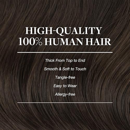 Image of GOO GOO Clip in Hair Extensions Real Human Hair, Remy Human Hair Extensions Clip ins for Women, Natural Human Hair, 16inch 150g 9Pcs, 2A Light Brown
