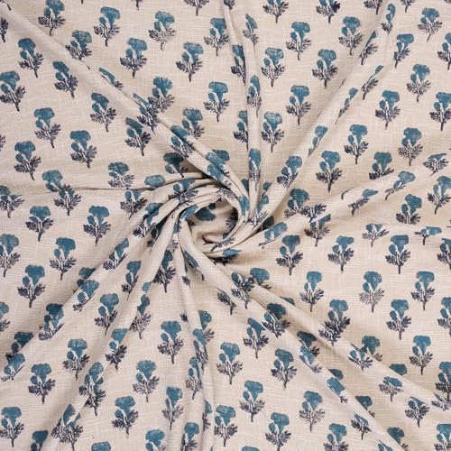 Image of Handmade Cotton Hand Block Floral Print Throw Blanket for Sofa Couch & Sofa, Car, 50x60 Inches (Multi-Color 07)-350 TC
