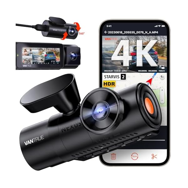 Vantrue N4 Pro 3 Channel 4K WiFi Dash Cam, STARVIS 2 IMX678 x PlatePix™ x HDR, Night Vision, 4K+1080P+1080P Front Inside and Rear Car Camera, Voice Control, GPS, 24H Parking Mode, Support 512GB Max