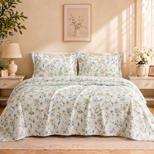 Image of SANMARINO Cloud Cotton 210 TC King Size Bedsheet with 2 Pillow Covers | Ultra Soft & Breathable | Floral Design Bedding Set | Hotel-Quality Comfort for a Luxurious Sleep | 270 x 250 cm | Eucalyptus