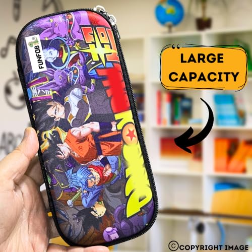 Image of Funfob Goku Pencil Case For School, College, Or Travel | Anime Pencil Pouch With Zipper Closure | Vegeta Pouch, Multicolor