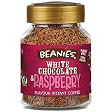 Beanies Flavour Instant Coffee -White Chocolate & Raspberry Instant Flavored Coffee - Bold & Adventurous Full-On Flavor - An Indulgent Sugar Free Taste Explosion - Low Calorie - Vegan & Gluten Free - Wheat & Dairy Free, 6 x 50g jar