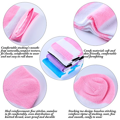 Aneco 6 Pairs Striped Over Knee High Socks Stripe High Thigh Stockings Women Long Socks for Daily Wear, Cosplay2