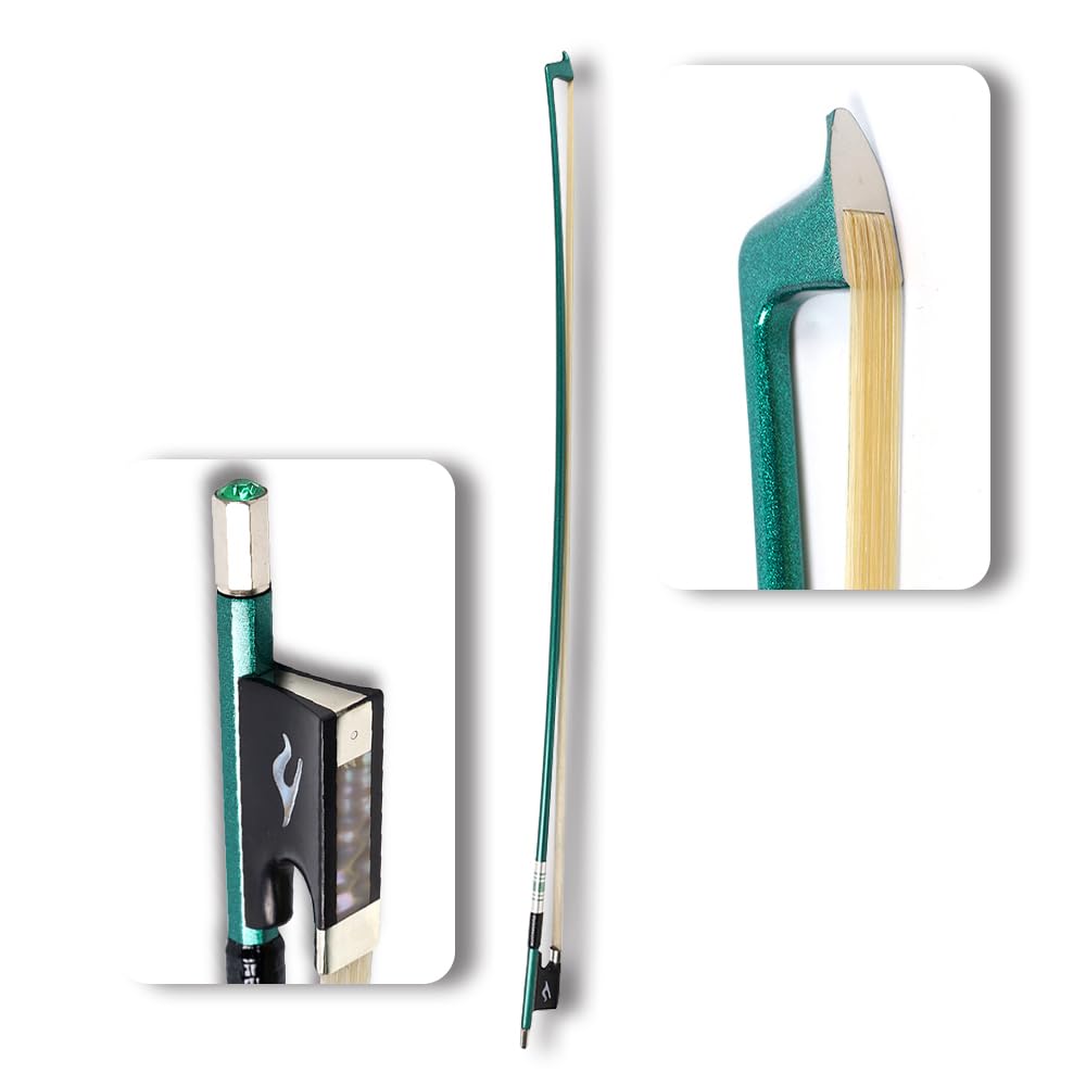 Arco para violín 4/4, tamaño completo, 3 colores, fibra de carbono, arco de ébano, cabeza de flor, cola, biblioteca, incrustación de madreperla, arco de violín ligero, sin blanquear, crin