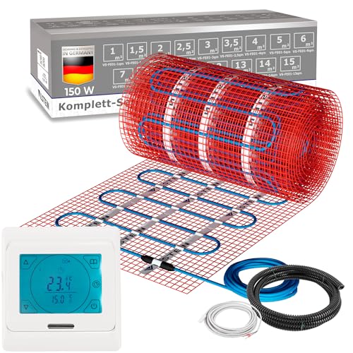 VILSTEIN® Elektrische Fußbodenheizung [150W/m²] - Bodenheizung Elektrisch geeignet für Laminat, Fliesen & mehr - Elektro Fussbodenheizung - Elektrische Heizmatte Fußboden - (24.0x0.5m - 12 qm)
