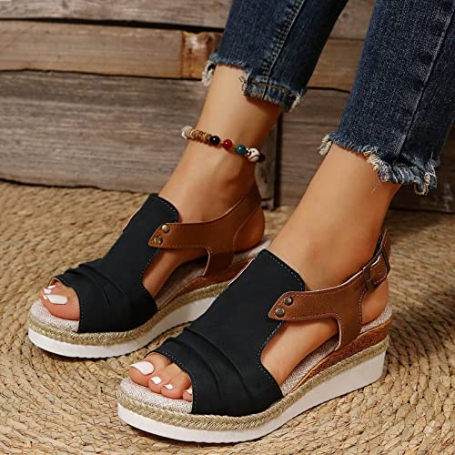 Wedge Sandals for Women Low Heel Orthopedic Sandals Espadrille Platform Sandals Dressy Summer Casual Ankle Strap Beach Walking Shoes Comfortable3