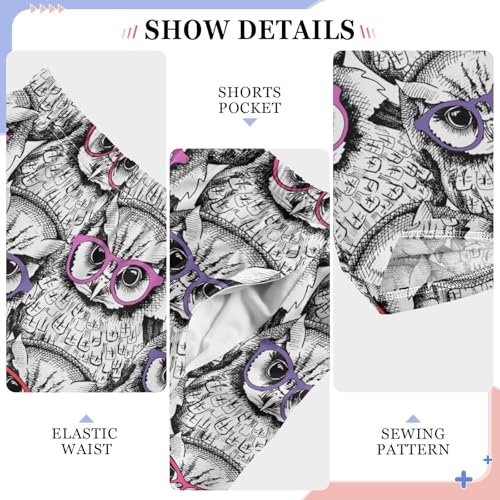 Owl with Glasses Boys Long Pants Soft Trousers Elastic Waist Kids Lounge Bottoms with Pockets S-XL4