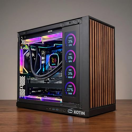 Image of KOTIN Prebuilt Gaming PC RTX 5070 12GB, Ryzen 7 9700X, 32GB DDR5, 1TB SSD | 11.3in Secondary Display, 850W 80+ Gold PSU, 360mm Liquid Cooler, WiFi 7, 1440p 4K ARGB Windows 11 Gaming Desktop Computer