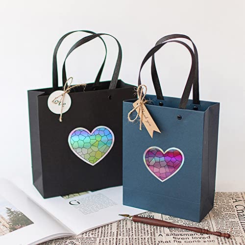 Mercei Heart Stickers With Stained Glass Background And Silver Holographic Frame, 1.5 Inch Small Heart Shaped Adhensive Sticker Labels In A Roll, Decorative Or Seal In Business And Personal Package #TOP7