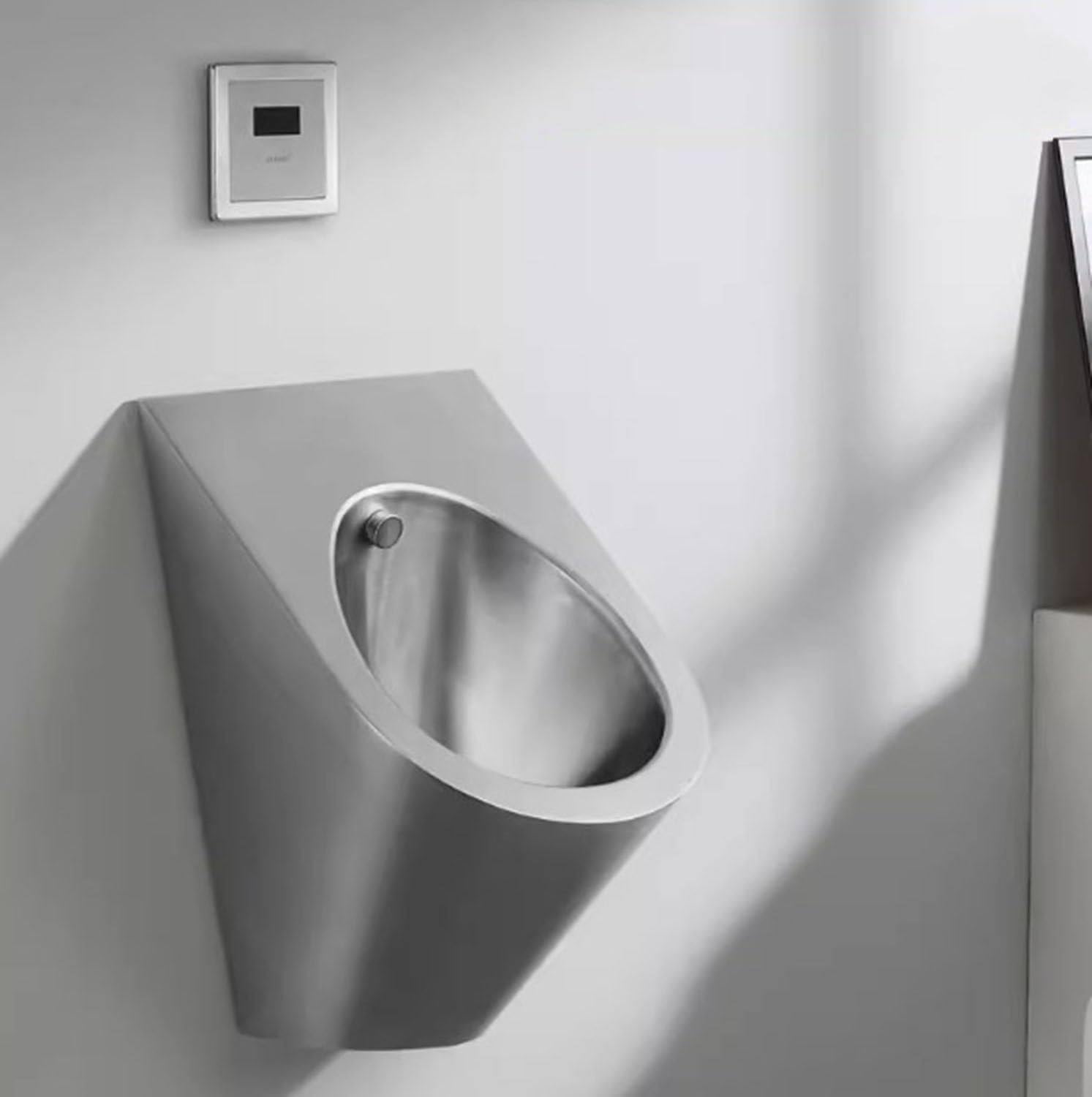Pionowy inteligentny pisuar ze spłukiwaniem indukcyjnym, pisuar ze stali nierdzewnej 304, pisuar ścienny, do domu/hoteli/sklepów Silver-Urinal+Sensor