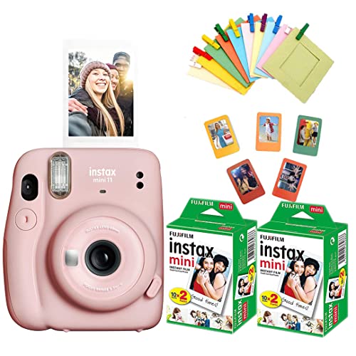 Fujifilm Instax Mini 11 Instant Camera + 40 Shots Films + Photo Bunting+ Photo Magnet Frame (Blush Pink, Mini 11) (Giftable Box)