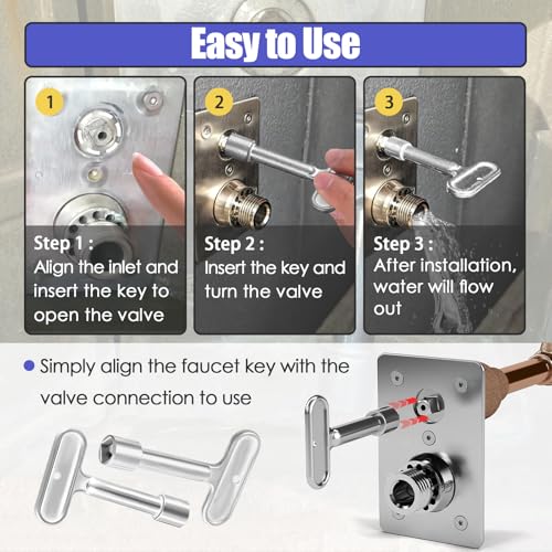 Image of 2 Pack Hydrant Key 3 /8 for Zurn P1300-PART-13-KEY Water Key, Fire Hydrant Water Spigot Key for Wall Hydrant Faucets Valves and Outdoor Hose Valves, Shut Off Tool for Faucet Water Hydrant