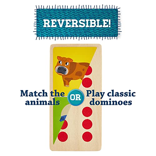 Imagination Generation Busy Barnyard Wooden Dominoes - Reversible! Classic And Matching Games (28Pcs) #TOP3