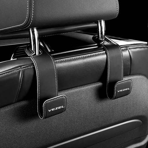 YOFAMO ヴェゼル 適用 ヘッドレスト フック VEZEL RV系 RV3 RV4 RV5 RV6 対応 ロゴ付 PUレザー 車 フック 荷物かけ デザイン 耐荷重強く シートフック 隠せる式 車 グッズ 内装 アクセサリー 前後適用 カー用品 車 便