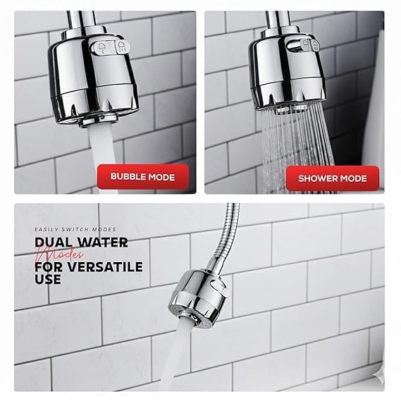 Image of ALTURAS Kitchen Tap Extender, 360 Rotating Faucet Extension for Kitchen Sink & Basin, Adjustable Water Flow
