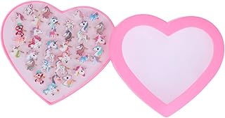 ibasenice 36 Pçs Jóias Infantis Anéis De Menina Anéis Infantis Acessórios Caixa De Joias Jóias Anéis De Menina Meninas Anéis De Desenhos Animados Infantis Sereia Fingir Anéis De Menina