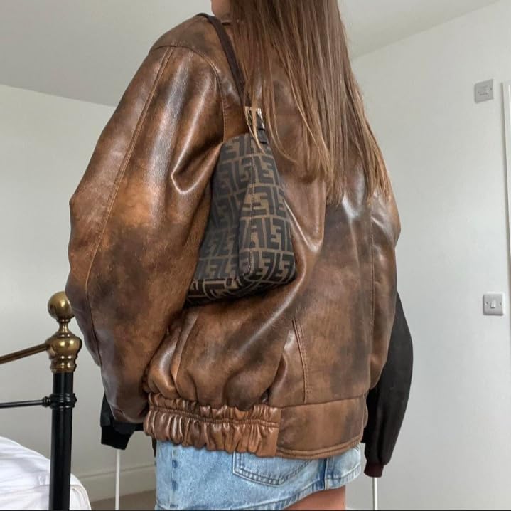 Women’s Vintage 90S Genuine Leather Oversize Retro style Bomber Jacket3