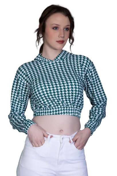 Image of Leriya Fashion Women's Western Crop Top with Hoodie Neck & Long Sleeve || Hoodies with Loose Fit is Comfortable Wear for Sports | Gym | Workout | Yoga | Casual.