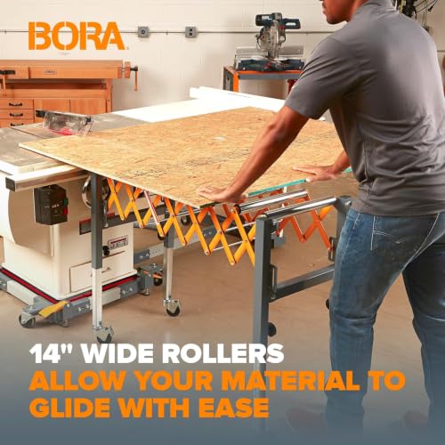 Image of BORA Adjustable Conveyor Roller Stand for Table Saw Outfeed Extension