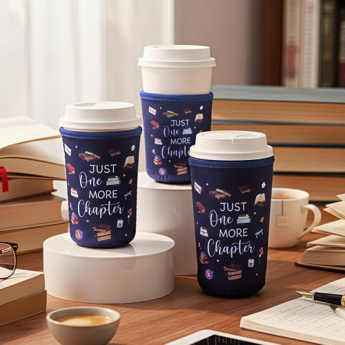 Image of Qinyoung 3 Pack Book Lovers Gifts Bookish Cup Sleeves,Bookworm