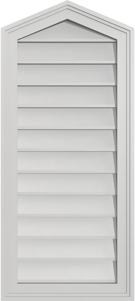 GVSPE16X3602SN-05 Peaked Top Brickmould Frame, Primed Tan Signature Series Surface Mount Gable Vents, 16-in. W x 36-in. H, Unfinished