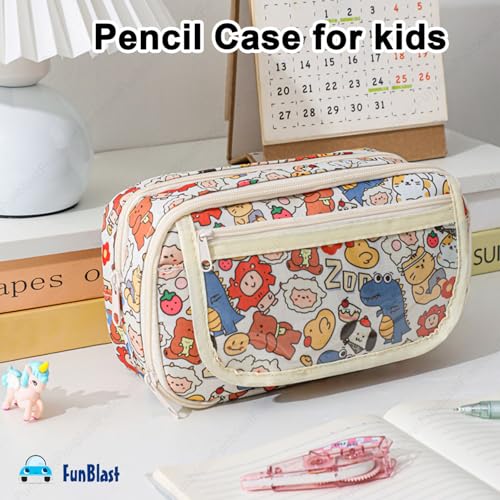 Image of FunBlast Pencil Pouch For GirlsKawaii Pencil Pouch, Aesthetic Pencil Case Organizer, Large Capacity Stationary Organizer Case, Multipurpose Zipper Pouch For Kids & Adults (D),multicolor