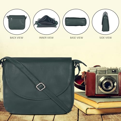 Image of Genuine Leather Shoulder Crossbody Purse For Women with Adjustable Strap, Mobile Pocket & Outside & Inside Zipper