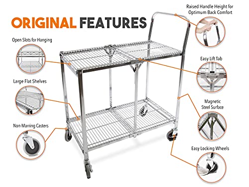 Stand Steady Original Tubstr | Collapsible Wire Cart | 2 Shelf Wire Utility Cart Provides Convenient Transport | Holds 200 Pounds And Folds Up For Storage | Commercial Grade #TOP2