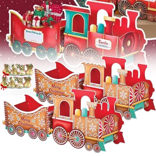 サンタのギフトトレイン - スタイリッシュにホリデー気分を盛り上げるクリスマスプレゼント装飾収納ボックスキャンディホルダー気まぐれなジンジャーブレッドパーティーセンターピースファミリーデコレーションデコレーション広々とした(Style C,2pcs)